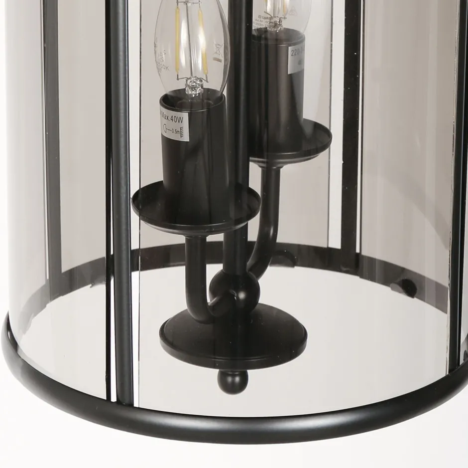 Hängelampen|Bürolampen*Steinhauer Hängelampe Glas Metall Schwarz Rauchgrau E14 elegant