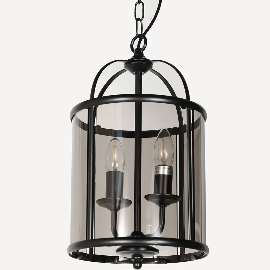 Hängelampen|Bürolampen*Steinhauer Hängelampe Glas Metall Schwarz Rauchgrau E14 elegant