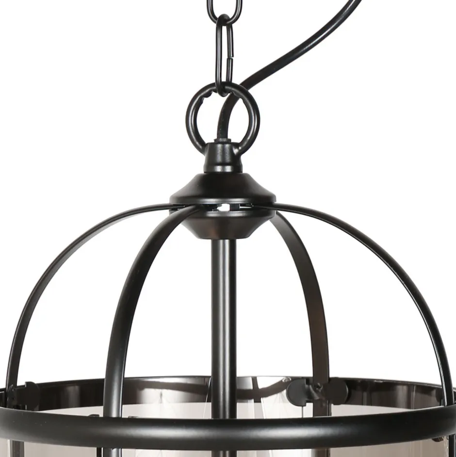 Hängelampen|Bürolampen*Steinhauer Hängelampe Glas Metall Schwarz Rauchgrau E14 elegant