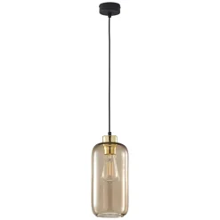 TK Lighting Hängelampe Glas Schirm Ø 14 cm Braun Gold E27< Hängelampen|Esszimmer Lampen