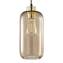 TK Lighting Hängelampe Glas Schirm Ø 14 cm Braun Gold E27< Hängelampen|Esszimmer Lampen