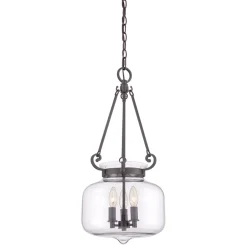 Elstead Hängelampe Glas Schirm Ø30,5cm Klar Bronze antik< Jugendstil Lampen|Glaslampen