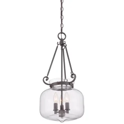 Elstead Hängelampe Glas Schirm Ø30,5cm Klar Bronze antik< Jugendstil Lampen|Glaslampen