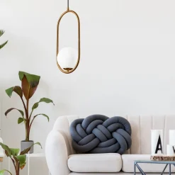 Hängelampen|Bürolampen*Lamkur Hängelampe Glaskugel Metall in Messing Weiß G9 bis 5 W