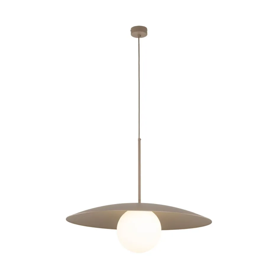 Hängelampen|Bürolampen*TK Lighting Hängelampe Glasschirm Metall rund Ø65 cm E27 Sandgrau