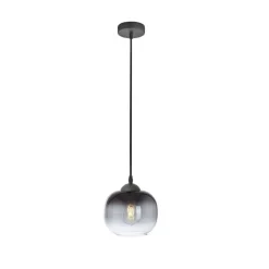 Just Light Hängelampe Glasschirm Rauchgrau Schwarz E27 Ø19 cm rund< Hängelampen|Bürolampen