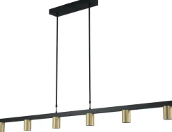 Hängelampen|Wohnzimmerlampen*Masterlight Hängelampe Gold Schwarz 160 cm breit Metall Esstisch