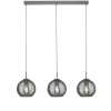 Hängelampen|Wohnzimmerlampen*Searchlight Hängelampe Grau Chrom B: 81 cm Glas Kugel Schirm 3x E27