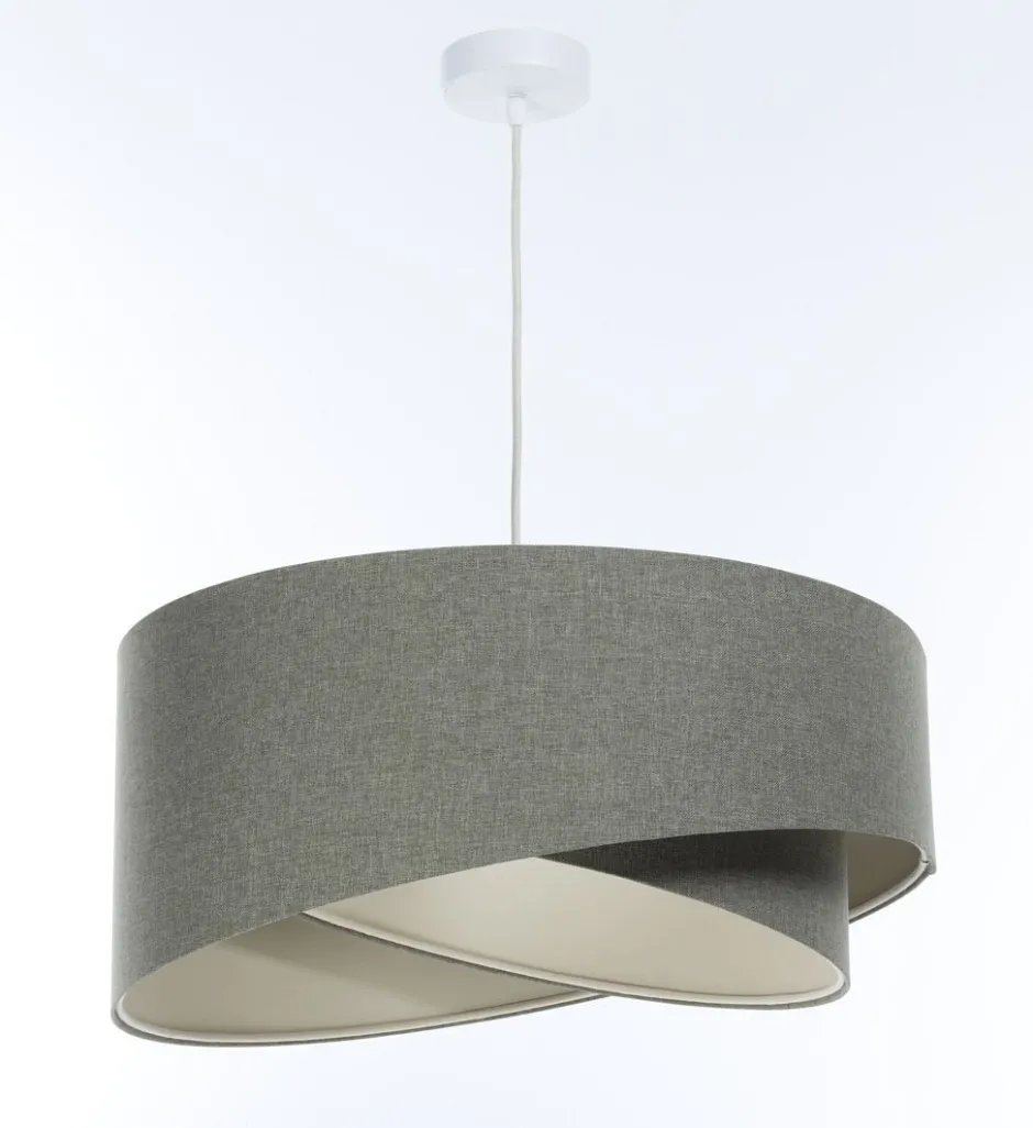 BPS Koncept Hängelampe Grau E27 rund Ø 60 cm Stoff Modern verstellbar< Hängelampen|Bürolampen