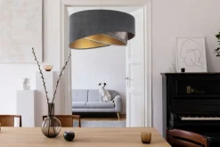BPS Koncept Hängelampe Grau Gold E27 Stoffschirm Ø 50 cm Modern KARIM< Hängelampen|Bürolampen