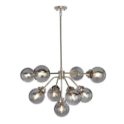 Elstead Hängelampe Grau Nickel 9x E14 Metall Glas LILINIA< Hängelampen|Esszimmer Lampen