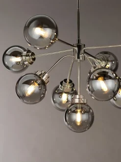 Elstead Hängelampe Grau Nickel 9x E14 Metall Glas LILINIA< Hängelampen|Esszimmer Lampen