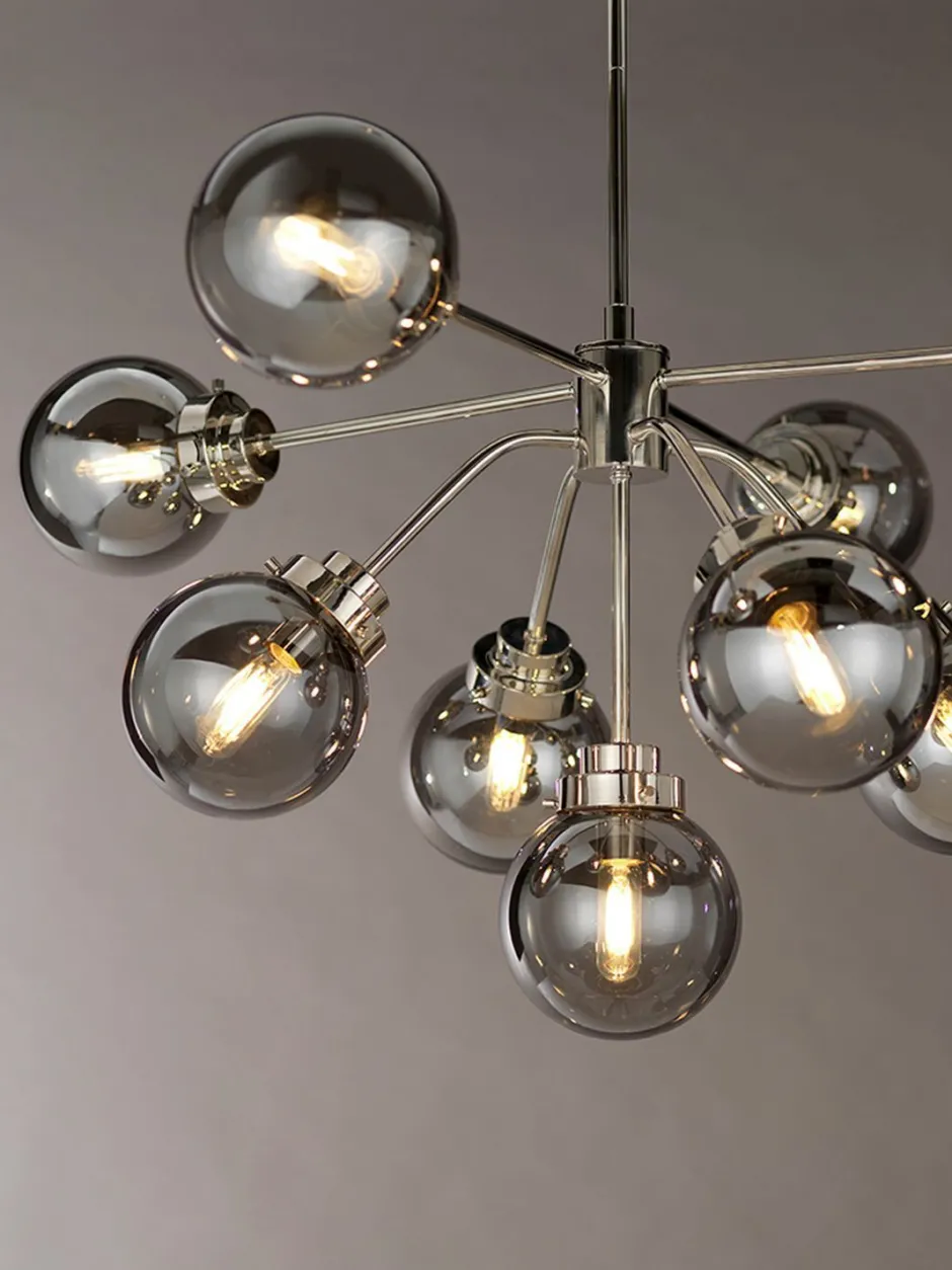 Elstead Hängelampe Grau Nickel 9x E14 Metall Glas LILINIA< Hängelampen|Esszimmer Lampen