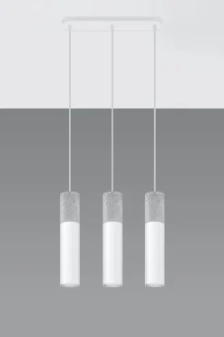 Hängelampen|Wohnzimmerlampen*Sollux Hängelampe Grau Weiß Beton Metall 3-flmg GU10 JUNIA