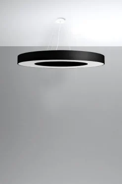 Hängelampen|Wohnzimmerlampen*Sollux Hängelampe groß Ø 90 cm rund Schwarz Stoff SANNY