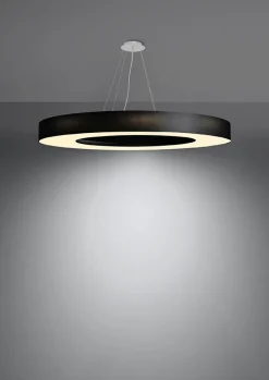 Hängelampen|Wohnzimmerlampen*Sollux Hängelampe groß Ø 90 cm rund Schwarz Stoff SANNY