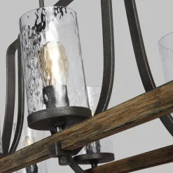 Elstead Hängelampe groß 116,8 cm lang 8x E27 Rustikal Metall Glas Holz< Hängelampen|Esszimmer Lampen