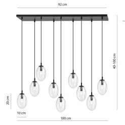 Emibig Hängelampe groß 100 cm 9x E14 Glas höhenverstellbar< Hängelampen|Bürolampen
