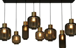 Hängelampen|Glaslampen*Masterlight Hängelampe groß 8-flammig Schwarz Gold E27 Metall Glas