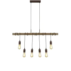 Hängelampen|Bürolampen*Searchlight Hängelampe Holz Balken B: 100 cm für 6x E27 Modern