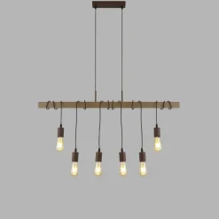 Hängelampen|Bürolampen*Searchlight Hängelampe Holz Balken B: 100 cm für 6x E27 Modern