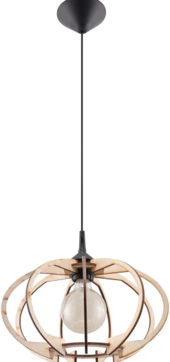 Hängelampen|Esszimmer Lampen*Sollux Hängelampe Holz Ø35cm Modern E27 wohnlich VIRIA