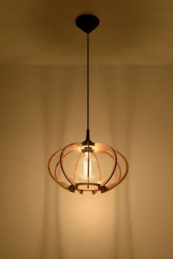 Hängelampen|Esszimmer Lampen*Sollux Hängelampe Holz Ø35cm Modern E27 wohnlich VIRIA