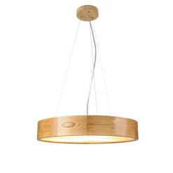 Holzlampen|Moderne Lampen*Lamkur Hängelampe Holz Eiche Glas 3-flmg Ø47cm Küche