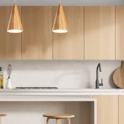 Elstead Hängelampe Holz Furnier Teak B: 20 cm E27 Modern< Hängelampen|Bürolampen