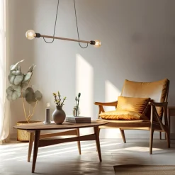 TK Lighting Hängelampe Holz Metall 93 cm lang H: max. 160 cm 2x E27< Hängelampen|Esszimmer Lampen