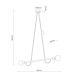 TK Lighting Hängelampe Holz Metall 93 cm lang H: max. 160 cm 2x E27< Hängelampen|Esszimmer Lampen