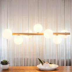 TK Lighting Hängelampe Holz Metall Glas L: 90 cm 7x G9 Modern< Hängelampen|Bürolampen