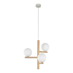 TK Lighting Hängelampe Holz Metall Glas B: 33 cm H: max. 100 cm 3x G9< Hängelampen|Bürolampen