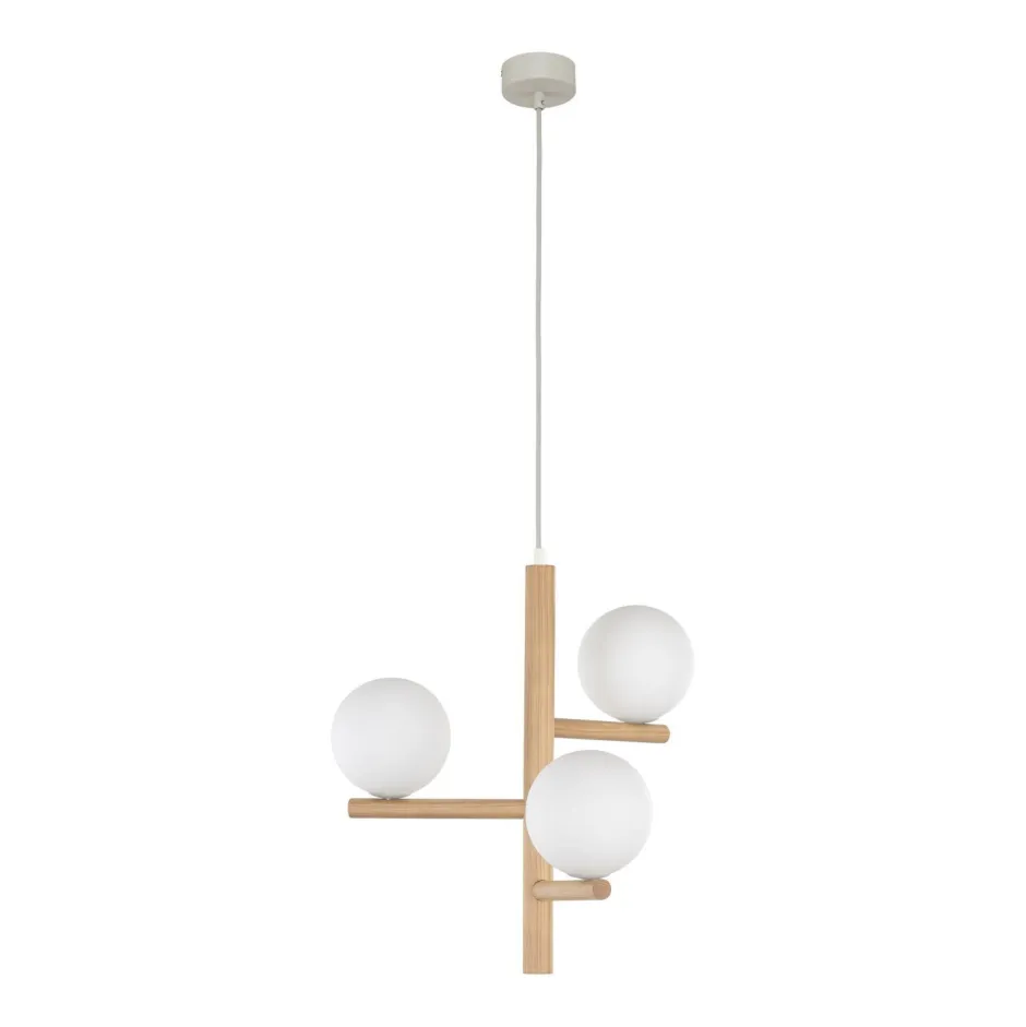 TK Lighting Hängelampe Holz Metall Glas B: 33 cm H: max. 100 cm 3x G9< Hängelampen|Bürolampen
