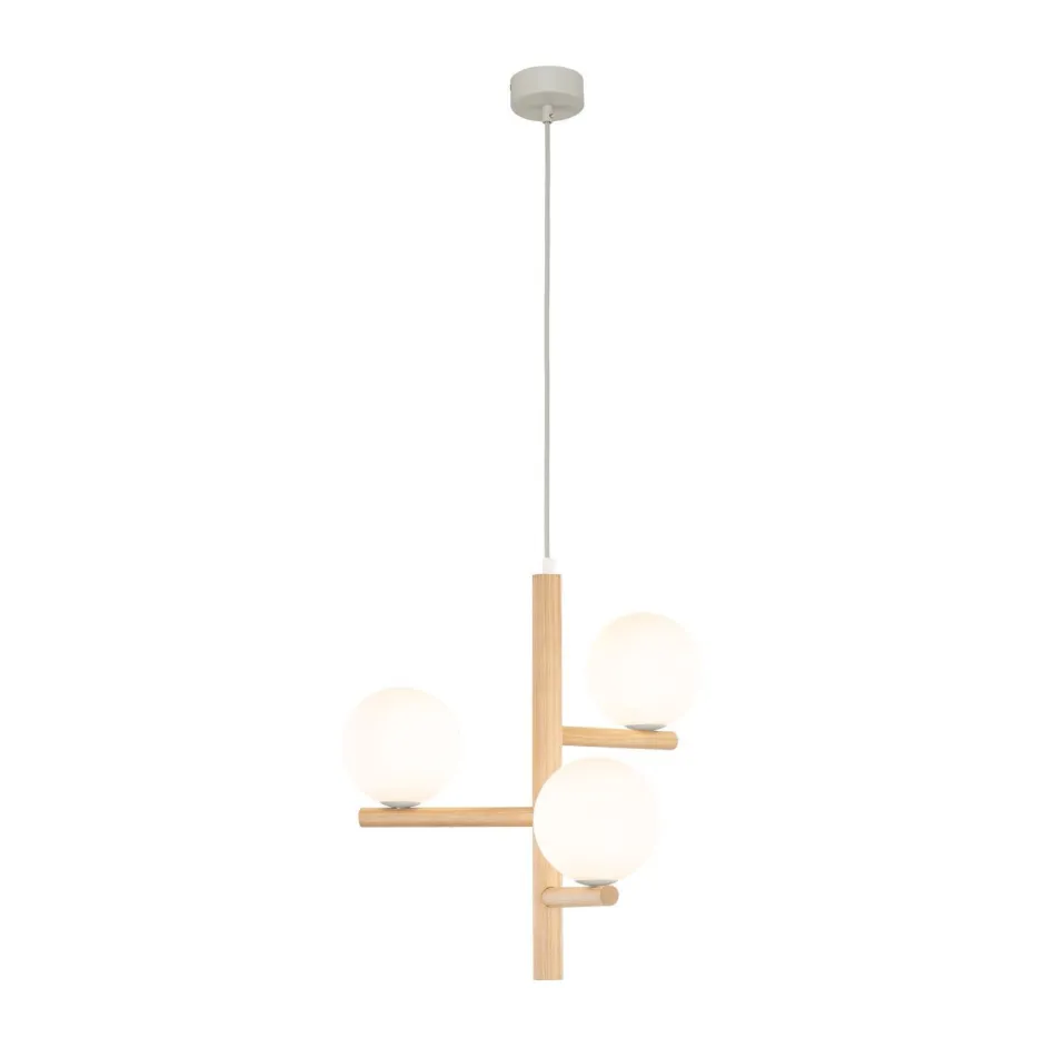 TK Lighting Hängelampe Holz Metall Glas B: 33 cm H: max. 100 cm 3x G9< Hängelampen|Bürolampen