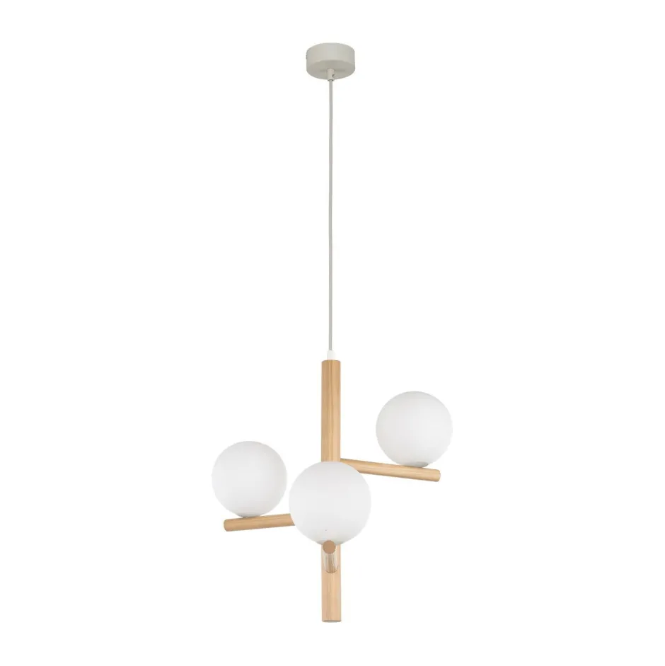 TK Lighting Hängelampe Holz Metall Glas B: 33 cm H: max. 100 cm 3x G9< Hängelampen|Bürolampen