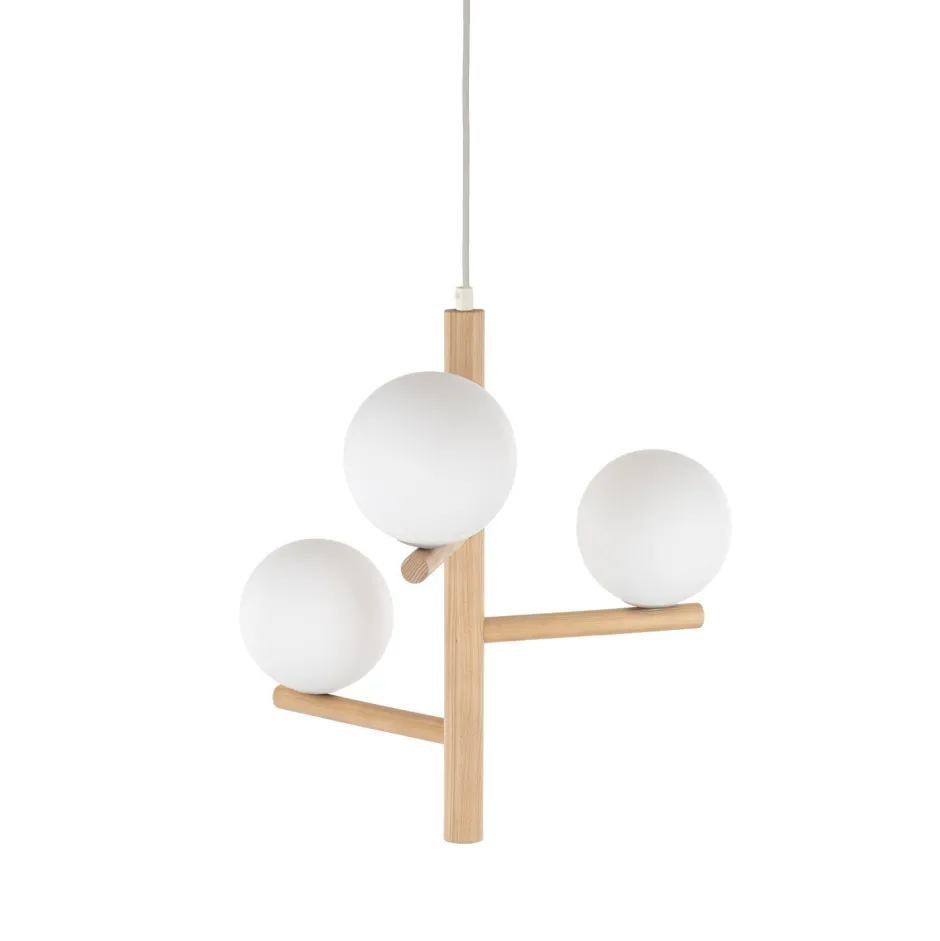 TK Lighting Hängelampe Holz Metall Glas B: 33 cm H: max. 100 cm 3x G9< Hängelampen|Bürolampen
