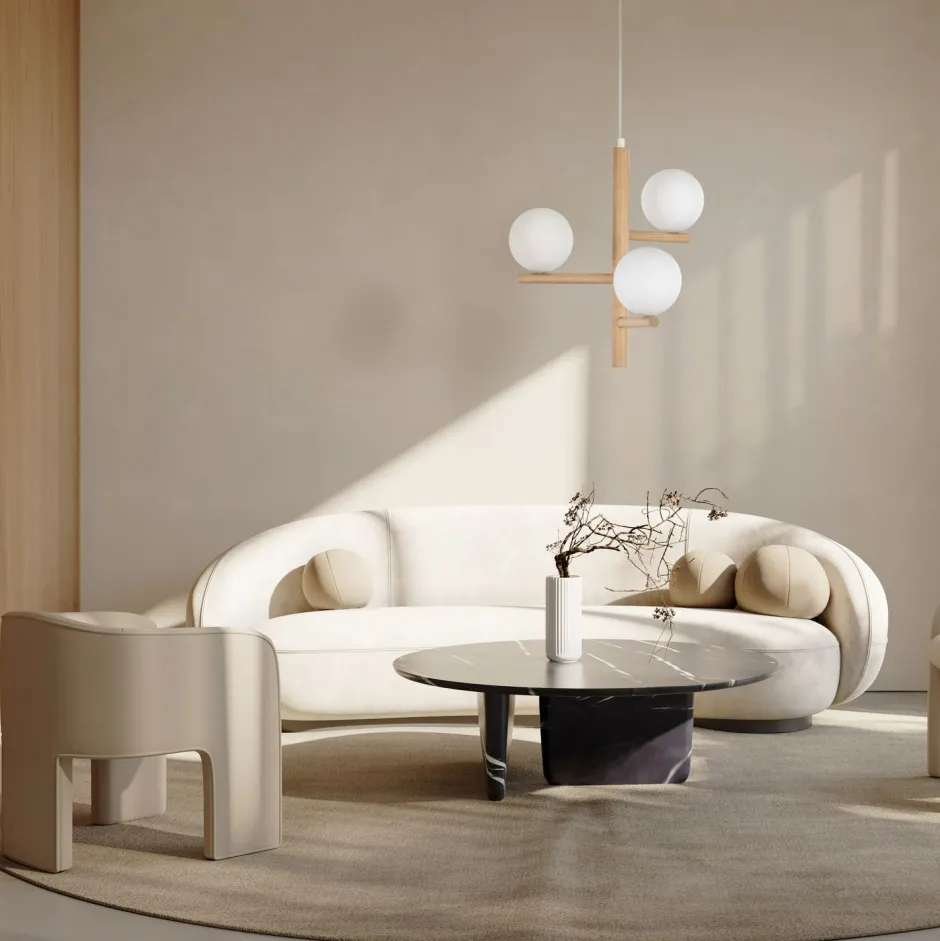 TK Lighting Hängelampe Holz Metall Glas B: 33 cm H: max. 100 cm 3x G9< Hängelampen|Bürolampen