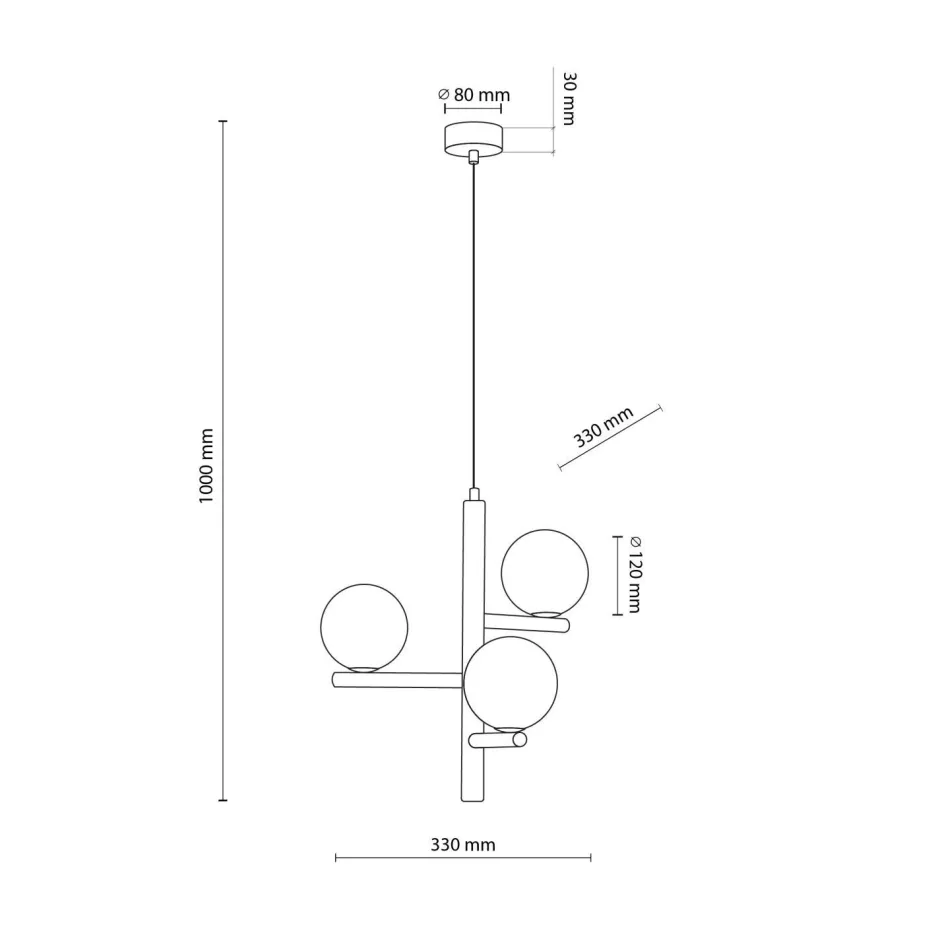 TK Lighting Hängelampe Holz Metall Glas B: 33 cm H: max. 100 cm 3x G9< Hängelampen|Bürolampen