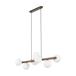 Hängelampen|Bürolampen*TK Lighting Hängelampe Holz Metall Glas L: 90 cm H: max. 125 cm 7x G9