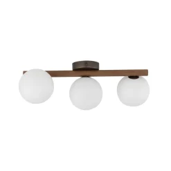 Hängelampen|Bürolampen*TK Lighting Hängelampe Holz Metall Glas B: 33 cm Braun Weiß