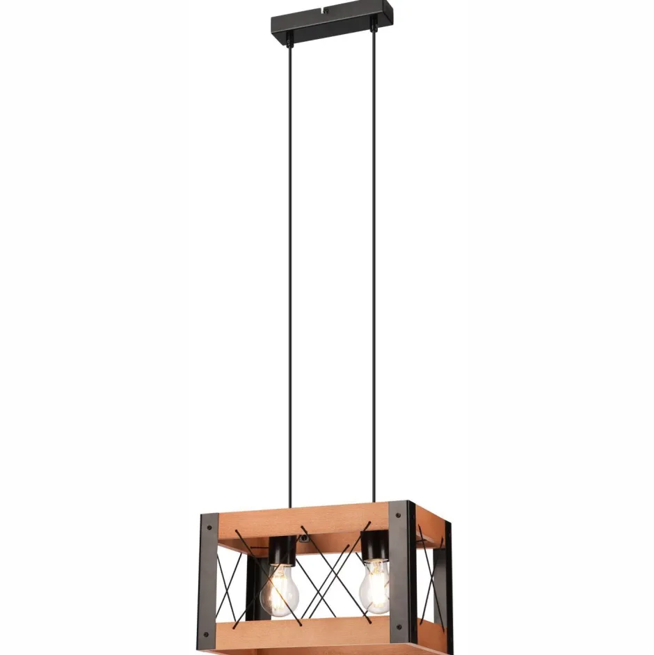 Lamkur Hängelampe Holz Metall Rustikal B: 33 cm höhenverstellbar< Bürolampen|Rustikale Lampen