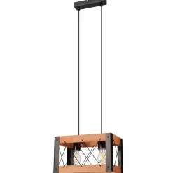 Lamkur Hängelampe Holz Metall Rustikal B: 33 cm höhenverstellbar< Bürolampen|Rustikale Lampen