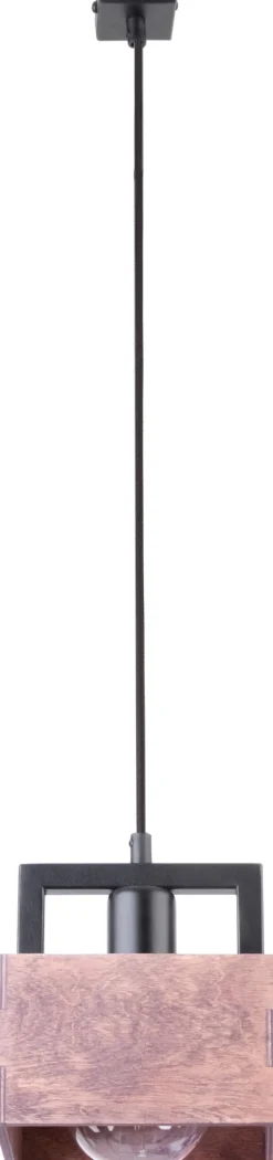 Sigma Hängelampe Holz Metall Schwarz eckig B:16 cm klein< Moderne Lampen|Holzlampen