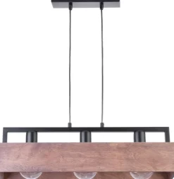 Sigma Hängelampe Holz Metall Schwarz E27 bis 0,8 m wohnlich< Moderne Lampen|Holzlampen