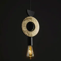 Hängelampen|Bürolampen*Nowodvorski Hängelampe Holz Metall wohnlich Ø16 cm E27 in Gold