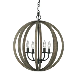 Hängelampen|Kugellampen*Elstead Hängelampe Holz rund Ø52cm Höhe verstellbar ARBARO