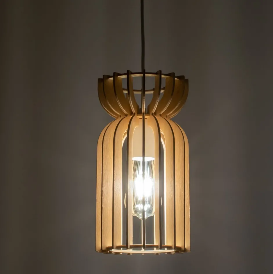 Bürolampen|Lampen Aus Aller Welt*Nowodvorski Hängelampe Holz Schirm E27 Ø 16 cm Weiß Natur LOZORNO