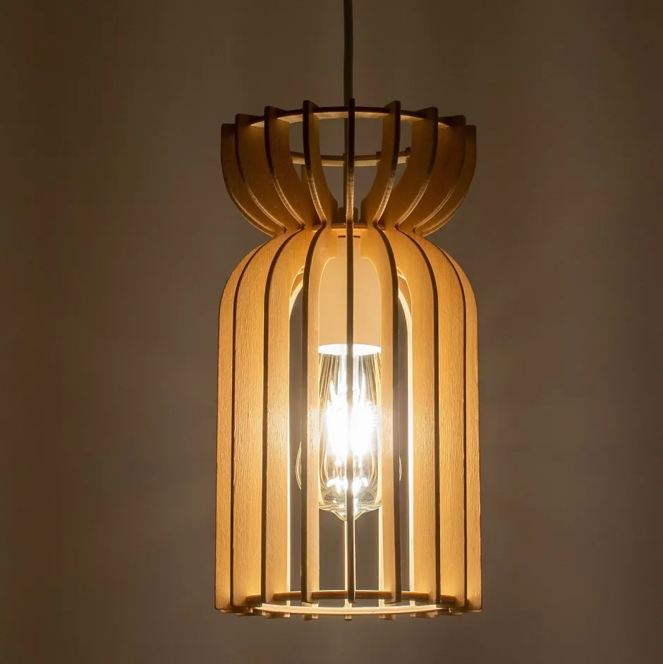 Bürolampen|Lampen Aus Aller Welt*Nowodvorski Hängelampe Holz Schirm E27 Ø 16 cm Weiß Natur LOZORNO