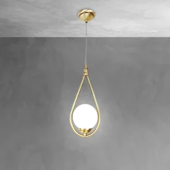 Giovanni Battista Hängelampe in Bronze hell Weiß E14 Messing Glas Jugendstil< Wohnzimmerlampen|Glaslampen